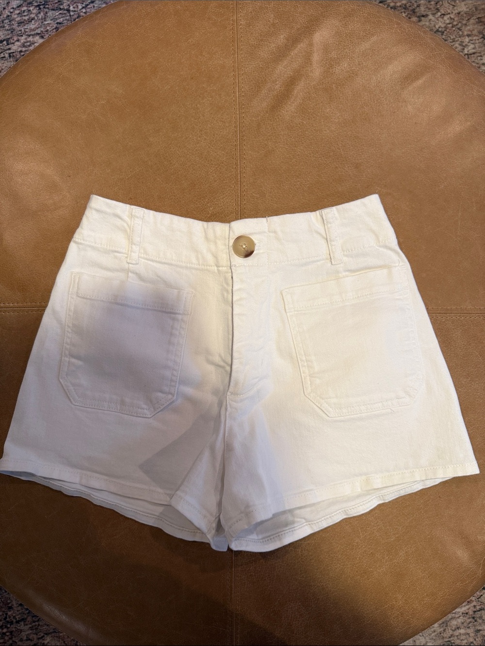 Maeve Cream High-Rise Jean Shorts